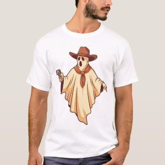Geister-Cowboy-Halloween lustiges gruseliges Kostü T-Shirt