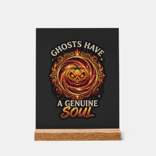 Geister haben echte Seelen Haloween-Kürbis-Feuer S Acrylschild