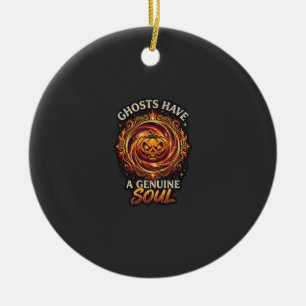 Geister haben echte Seelen Haloween-Kürbis-Feuer S Keramik Ornament