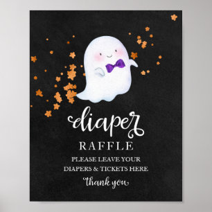 Geister-Halloween-Baby-Dusche-Windel-Raffle-Schild Poster