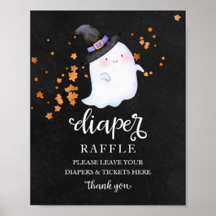 Geister-Halloween-Baby-Party-Windel-Raffle-Schild Poster