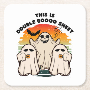 Geister Halloween Kostüm Lustiger Boo Rechteckiger Pappuntersetzer
