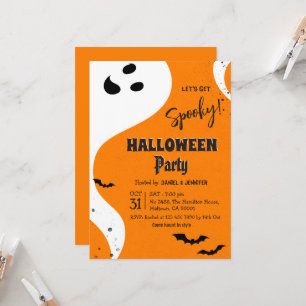 Geister-Halloween-Party Lasst uns gruselig Orange  Einladung