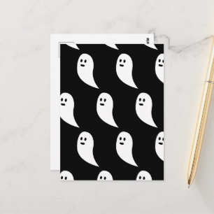 Geister Halloween schwarz weiß süßes Muster Postkarte
