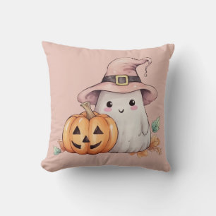 Geister Hexenhut Kürbis Licht Rosa Halloween Kissen