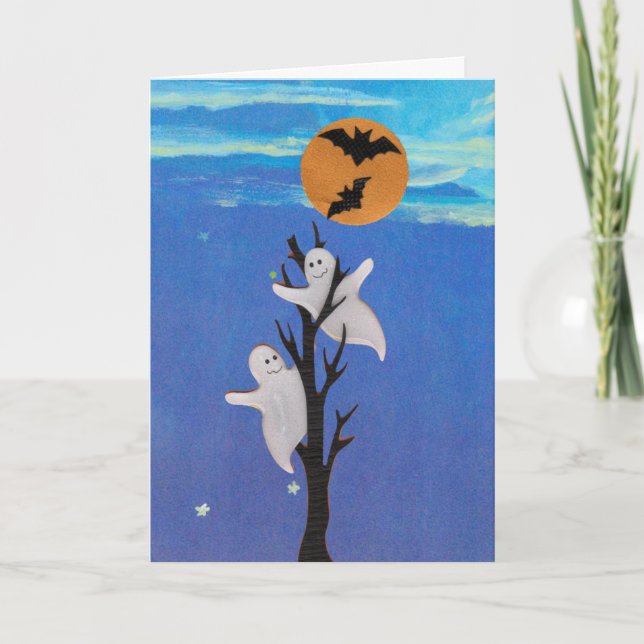 Geister in einer Tree Halloween-Karte Karte (Vorderseite)
