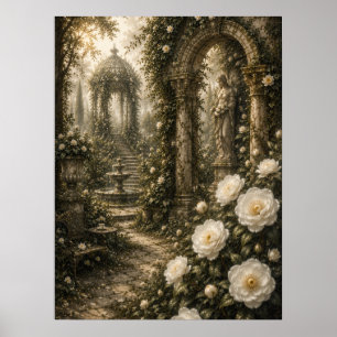 Geister-Kamelie-Sanctuary Vintage-Botanik-Art Poster