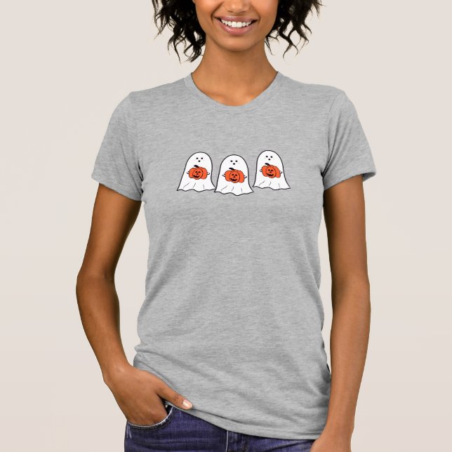 Geister mit Jack-o-Lanterns T-Shirt (Vorderseite)