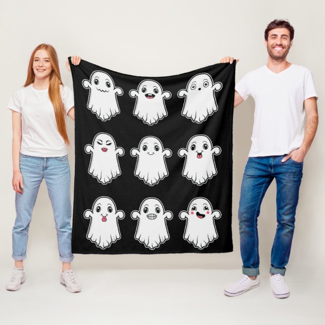 Geister mit verschiedenen Gesichtsausdrücken Hallo Fleecedecke (Beispiel)