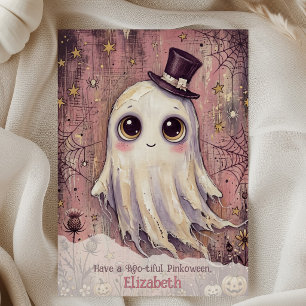 Geister-Pink-Halloween-Buh-Gruß Pinkoween Gruselig Karte