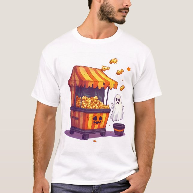 Geister Popcorn Stand T-Shirt (Vorderseite)