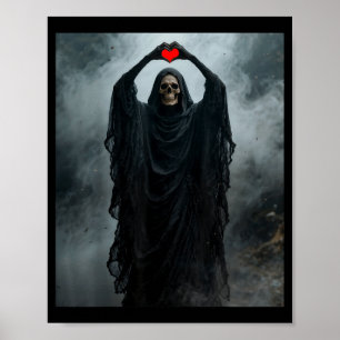 Geister rotes Herz Hand gruseliges Gesicht Horrorp Poster
