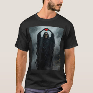 Geister rotes Herz Hand gruseliges Gesicht Horrorp T-Shirt
