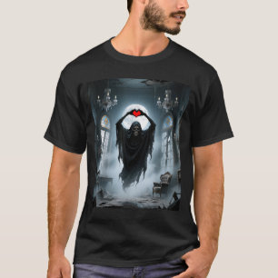 Geister rotes Herz Hände gruseliges Gesicht Hallow T-Shirt