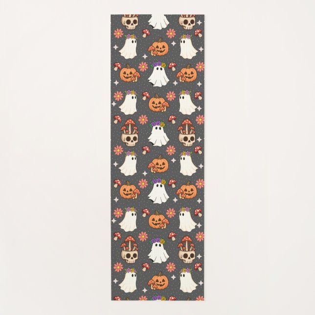 Geister, Schädel und Herbstblüten Yogamatte (Vorderseite)