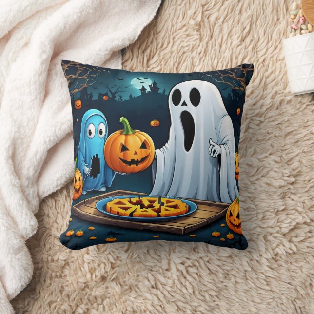 Geister schneiden Kürbisse zu Halloween Kissen (Decke)