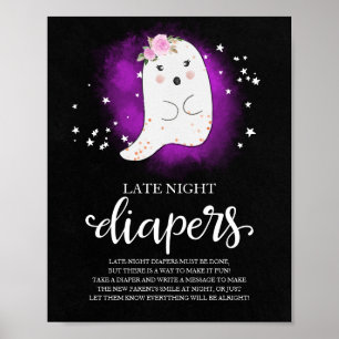Geister-Spät-Nacht-Windeln Baby Shower Spiel Schil Poster