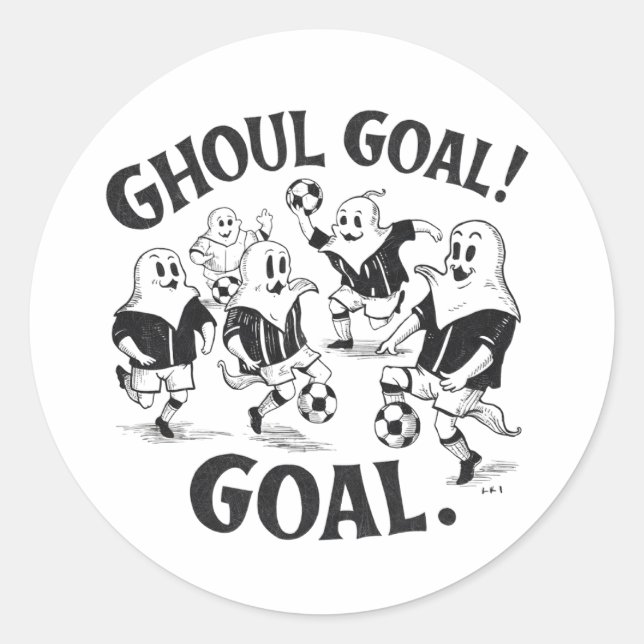 Geister spielen Fußball Runder Aufkleber (Vorderseite)