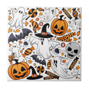 Geister Spooky und gruselige Niedliche Monster Fliese