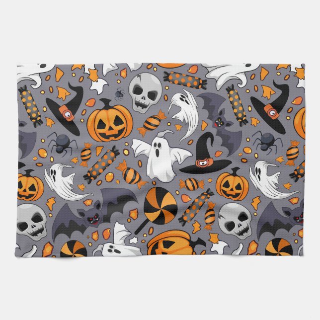 Geister Spooky und gruselige Niedliche Monster Geschirrtuch (Horizontal)