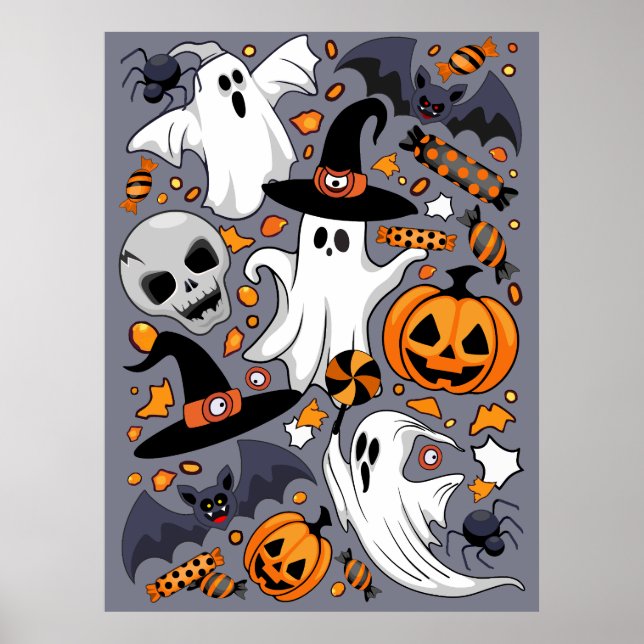 Geister Spooky und gruselige Niedliche Monster Poster (Vorne)
