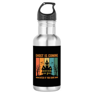 Geister verfolgtes Haus Halloween Vektordesign Edelstahlflasche