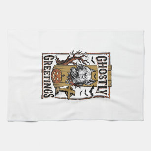 Geisterhafte Grüße Shirt Vintage Gravur Halloween Geschirrtuch