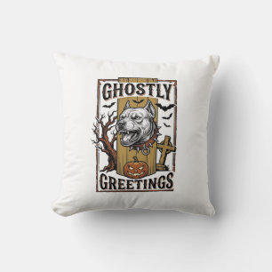 Geisterhafte Grüße Shirt Vintage Gravur Halloween Kissen