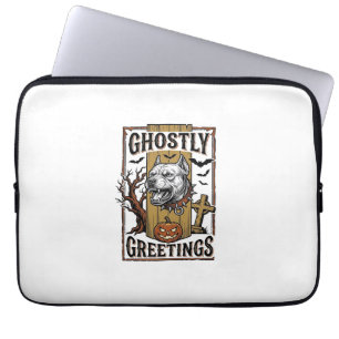 Geisterhafte Grüße Shirt Vintage Gravur Halloween Laptopschutzhülle