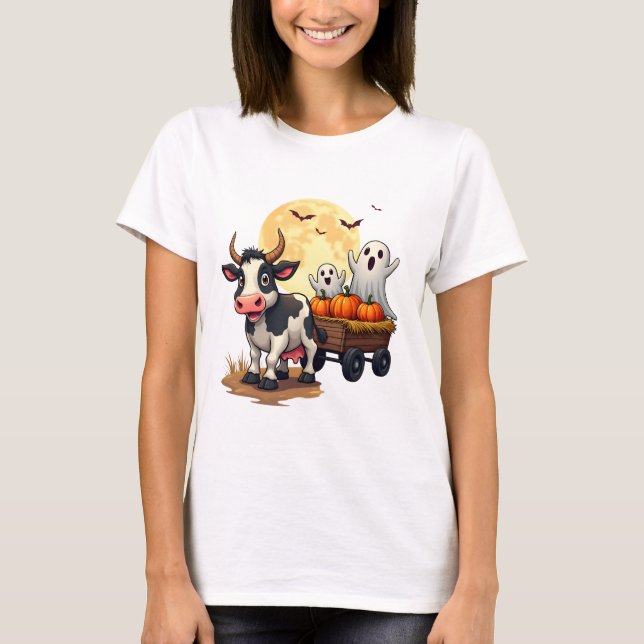 Geisterhafte Heuwagen-Kuh T-Shirt (Vorderseite)