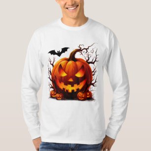 Geisterhafter Kürbis mit leuchtenden Augen 🎃 T-Shirt