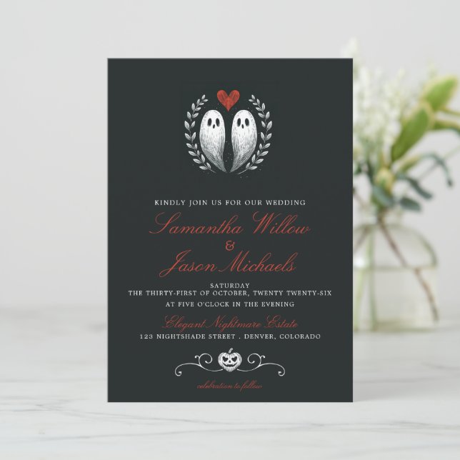 Geisterhochzeit Liebe Einladung (Stehend Vorderseite)