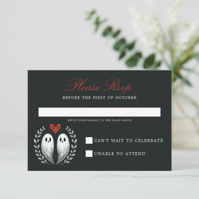 Geisterhochzeit Liebe RSVP Karte (Stehend Vorderseite)