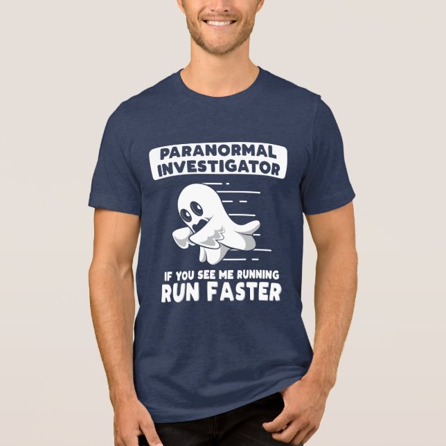 Geisterjagd Paranormal Investigator Halloween Tri-Blend Shirt (Vorderseite)
