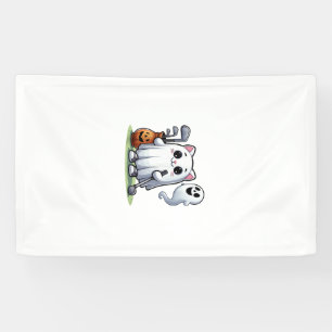 Geisterkatze Golf Kürbis Halloween. Tank Top Banner