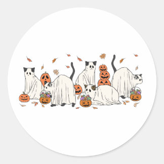 Geisterkatzen Halloween-Aufkleber Runder Aufkleber