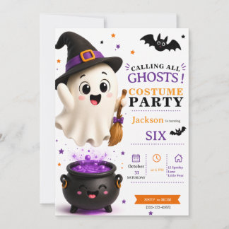 Geisterkostüm-Party - Süße Halloween-Geburtstagsfe Einladung