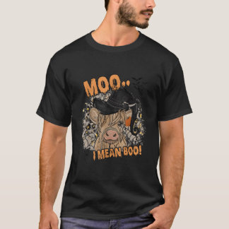 Geisterkuh Muh ich meine Boo Kürbis Mond Halloween T-Shirt