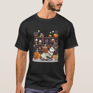 Geisterlesebuch Halloween Katzenliebhaber Lesende T-Shirt