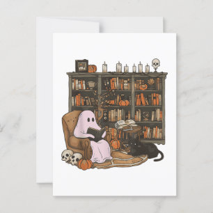 Geisterlesebuch Katzenliebhaber Halloween  Postkarte
