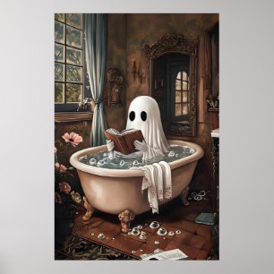 Geisterlesebuch nimmt ein Badewannen-Druck, dunkel Poster