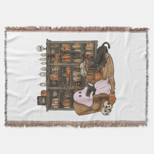 Geisterlesendes Katzenliebhaber-Buch Halloween  Decke