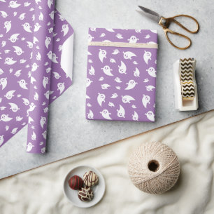 Geistermuster auf Lila Niedlichen Halloween Geschenkpapier