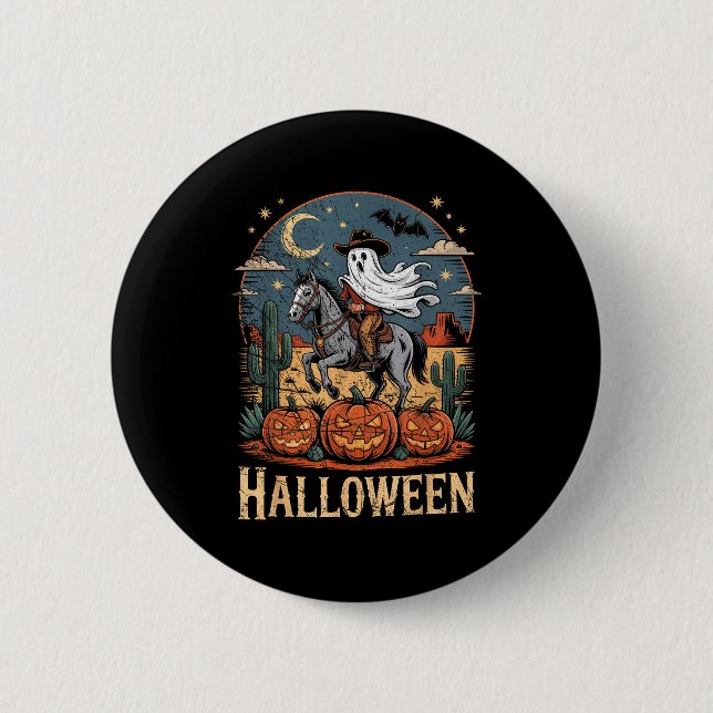 Geisterreiten Pferd Halloween-Saison  Button (Vorderseite)