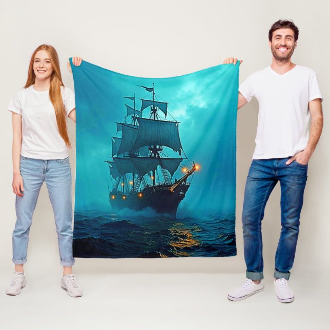 Geisterschiff im Sturmgewässer-Design Fleecedecke (Beispiel)