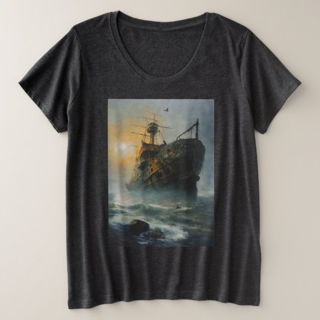 Geisterschiff, Piratenschiff, Große Größe T-Shirt (Design vorne)