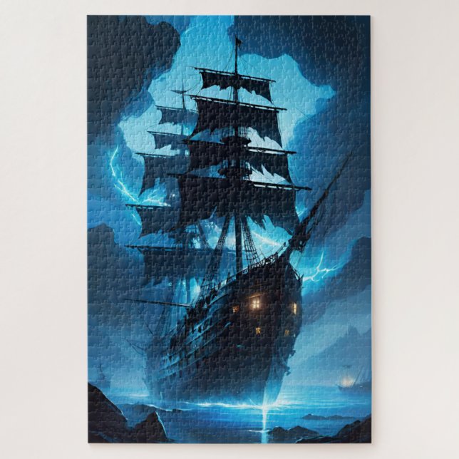 Geisterschiff, Piratenschiff, Nebel, Segelboot (Vertikal)
