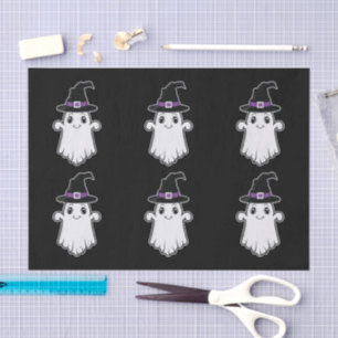 Geisterspirituosen mit Hexenhüten-Muster Halloween Seidenpapier