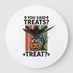 Geistert-Shirt Halloween mit gruseligen Pun und Kü Große Wanduhr