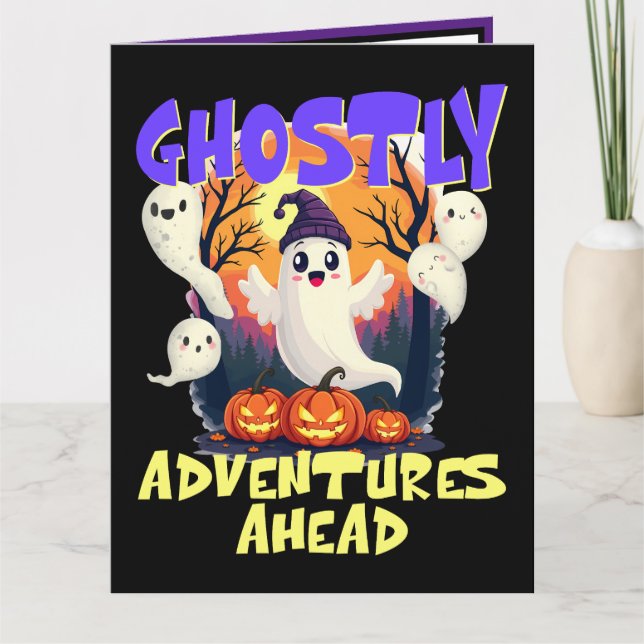 Geistervolle Abenteuer vor uns, Halloween-Party Ge Karte (Vorderseite)